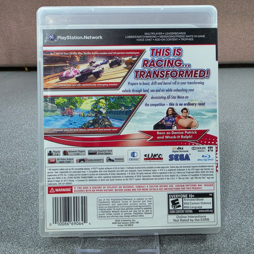 Sega Sonic & All-Stars Racing Transformed PS3 One Size Blue Excellent Racing - Picture 2 of 3